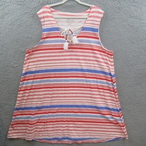 Natural Reflections Womens Dress Plus Size 2X Red White Blue July 4th Nautical